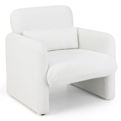 Costway 1/2 PCS Chenille Accent Chair with Removable Lumbar Pillow Thick Seat Cushion Backrest