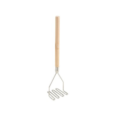 Winco Potato Masher with Wooden Handle, Square, 5.25"