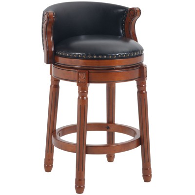 Sapphtopaz 1PC Bar Stools Cow Top Leather 360 Degree Swivel High Chair with Nailhead and Backs, Counter Height Stools for Kitchen Island