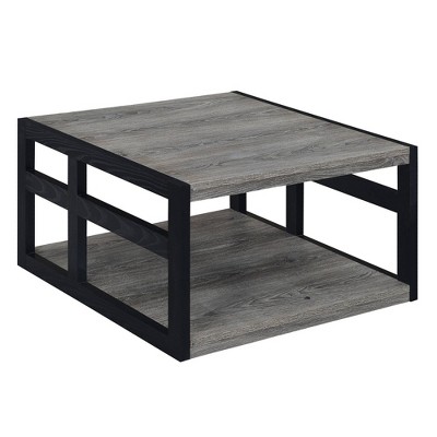 Breighton Home Monterey Square Coffee Table with Shelf in Weathered Gray/Black