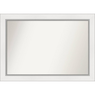 42" x 30" Non-Beveled Eva White Silver Wall Mirror - Amanti Art: Modern Polystyrene Frame, Included Mounting Hardware