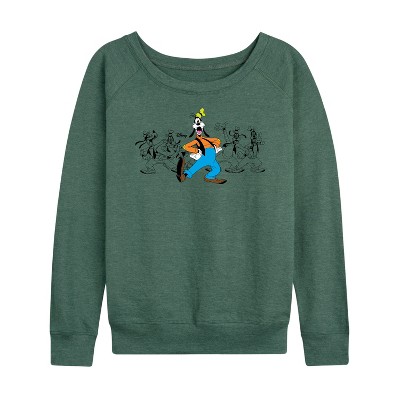Women's - Disney - Goofy Chest Lightweight French Terry Wide Neck Long Sleeve Graphic Shirt