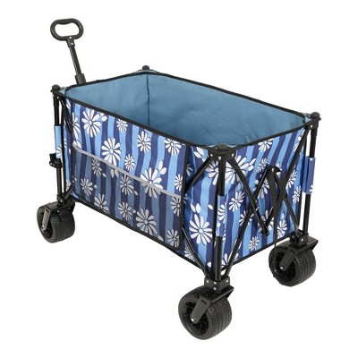CAVINAS Heavy-Duty Folding Wagon Cart with Bonus Picnic Mat,Shopping Cart with Side Pocket,Wagon for Camping,Shopping