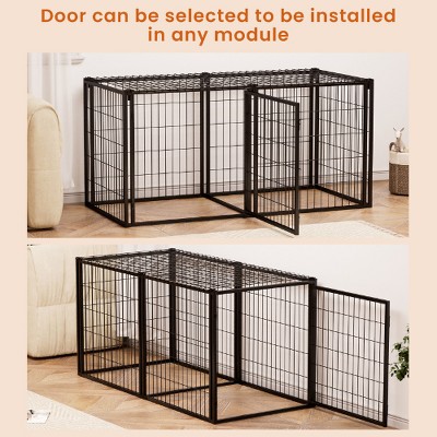 Lyngins Metal Dog Crate with Safe Top Cover, Flexible Door Placement, Dog Kennel for Small Medium Dogs, Puppy Dog Playpen with Top, Indoor Pet Cage