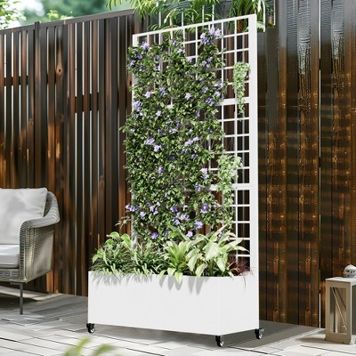 PexFix 72 in. H x 35 in. W White Metal Rectangle Wall Planter Box with Trellis for Climbing Plants