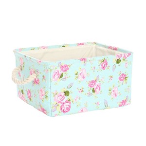 Unique Bargains Foldable Baskets Canvas Fabric Cube Container with Rope Handles Storage Bins - 1 of 4