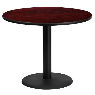 Emma and Oliver 36"RD Mahogany Laminate Table Top with 24"RD Base
