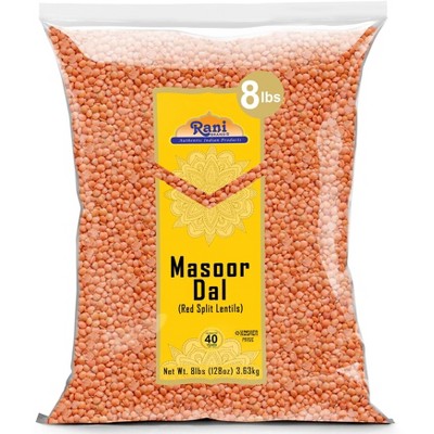 Masoor Dal (Red Split Lentils) - 128oz (8lbs) 3.63kg - Rani Brand Authentic Indian Products