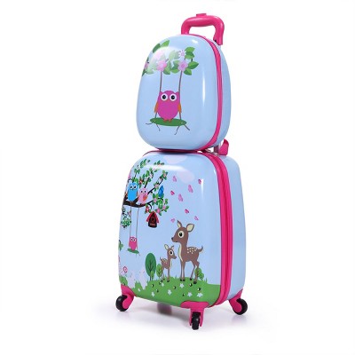 Gulches 2 PCS Kids Luggage Set,12" Backpack and 16" Spinner Case with 4 Universal Wheels,Travel Suitcase for Boys Girls,Light Blue