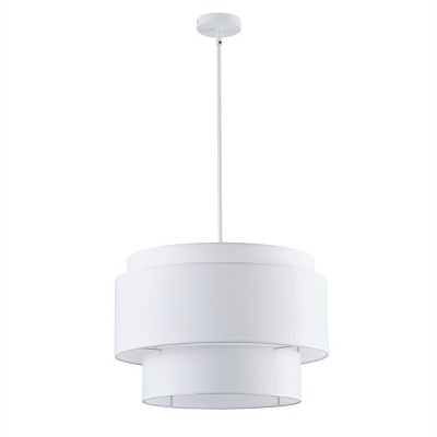 Dewdrop 4-Light Farmhouse Drum Chandelier, 21.65 Inch Large Pendant Light with Beige Fabric Shade, Modern Boho Hanging Fixture