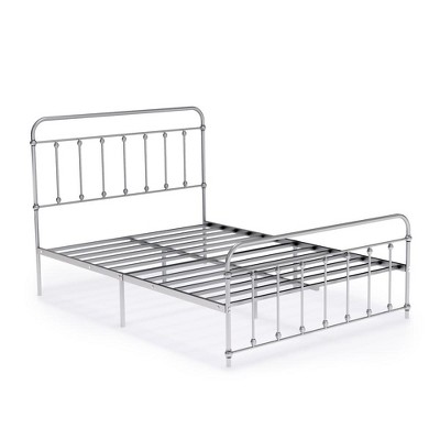 East West Furniture,Garland Full Bed Frame with 6 Metal Legs - Magnificent Bed Frame in Powder Coating Silver Color