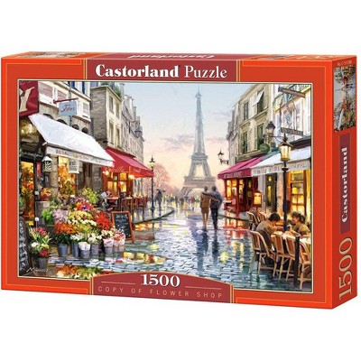 1500 Piece Jigsaw Puzzle, Flower Shop, Street of Paris, France, Eiffel Tower, Adult Puzzles, Castorland C-151288-2