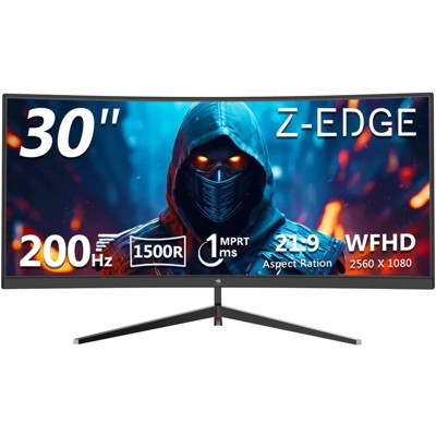 Z-EDGE UG30 30" Ultrawide 200Hz Curved Gaming Monitor, WFHD(1920x1080) 21:9 Ultra Wide, 1500R/1ms MPRT, Freesync Compatible