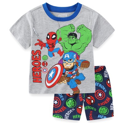 Marvel Avengers Boys Short Sleeve T-Shirt and Short Set for Toddler and Little Kids