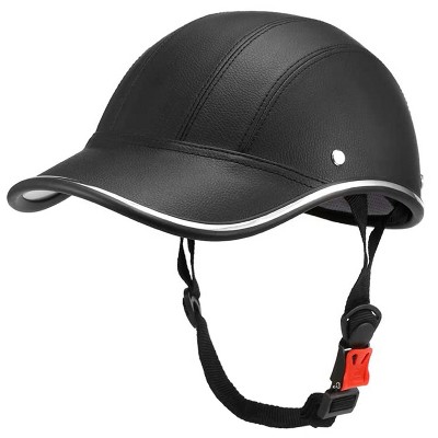 LakeForest"Adjustable Windproof Bike Helmet with Sunshade, Anti-UV, Leather Design for Cycling & Motorcycle"Black