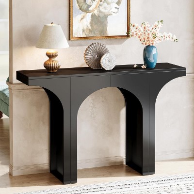 Tribesigns 47.24 Inches Black Console Table with Arch Base