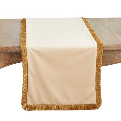 Saro Lifestyle Velvet Fringe Table Runner
