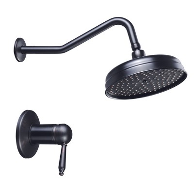 Aquaterior 8" Wall Mounted Shower Faucet Rainfall Shower Head with Shower Valve Bathroom Lavatory Home CUPC ORB