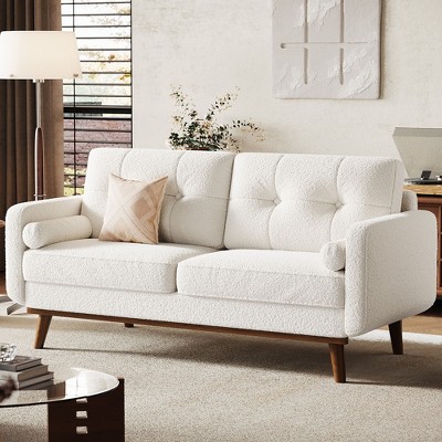 Garvee 65" Loveseat Sofa Couch, Boucle Upholstered Sofa with Wood Legs for Living Room, Bedroom, Office