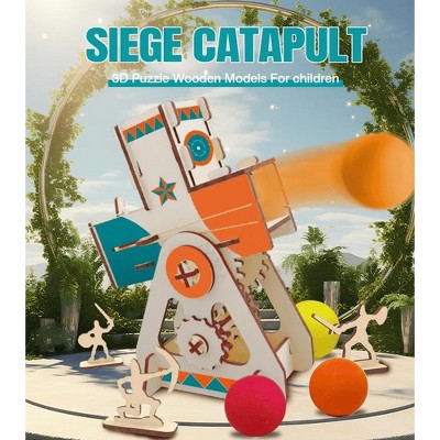 LIVEVIE Wooden Siege Catapult Kit for Kids ? STEM Learning Toy for Engineering, Simple Machines, Safe Interactive Assembly and Play