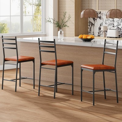 ODK Bar Stools Set of 2, Modern Velvet Bar Chair with Back & Thick Cushion, Upholstered Counter Height Bar Stools with Footrest for Counter Bar