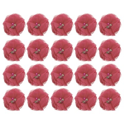 Unique Bargains Wedding Party Decoration Artificial Rhinestone Chiffon Flower Heads
