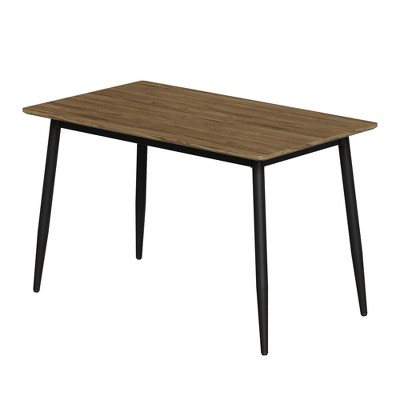 Dexmalle Modern minimalist wood grain tabletop dining table with black metal leg design