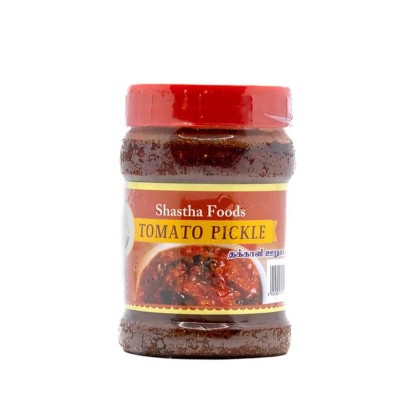 Shastha Ready-to-Eat Tomato Pickle / Spicy Tomato Thokku / Tomato Achar – Pack of 3 × 300g = 1.98 lbs