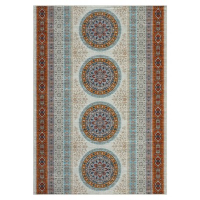Washable Vintage Farmhouse Area Rugs with Floral Print for Bedroom Living Room, Soft Non Slip Retro Accent Throw Carpet for Home Office
