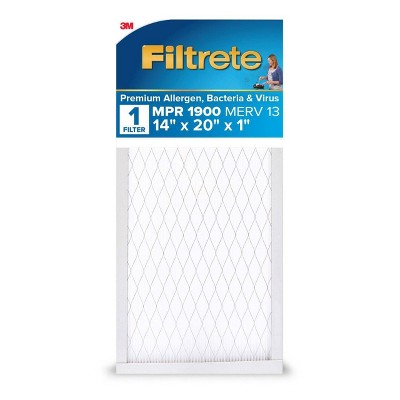 Filtrete 14x20x1 Premium Allergen Bacteria and Virus Air Filter 1900 MPR: MERV 13, Electrostatic, Captures Dust & Pollen