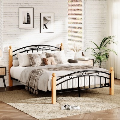 Bed Frame with Headboard and Footboard, Heavy Duty Metal Platform Bed with Strong Metal Slats Support, No Box Spring Needed, Easy Assembly