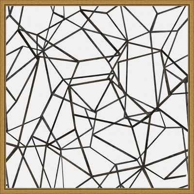 16" x 16" Succulent Pattern BW by Wild Apple Portfolio Framed Wall Canvas - Amanti Art: Modern Abstract Decor