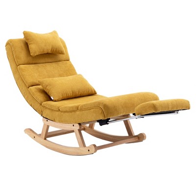 Yellow Wood Rocking Chair - 22.83x51.37x32.67in Classic Rocker for Living Room, Porch & Nursery | Premium Comfort