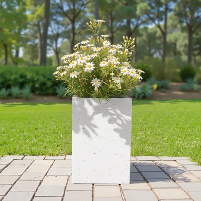 DSVIMOY 20"H Handmade Rectangle Planter Box, Modern Planter for Patio, Garden, White, 13.1"*13.1"*20"
