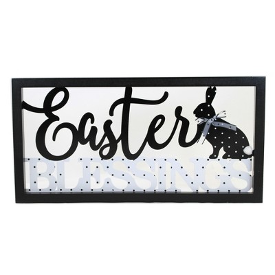 Easter 8.0 Inch Bunny Message Cutout Wall Sign Easter , Black & White (1PC)