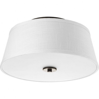 Progress Lighting Arden 2-Light Flush Mount, Antique Bronze, Summer Linen Shade