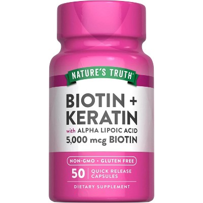 Nature's Truth Biotin 5000mcg | with Keratin and Alpha Lipoic Acid | 50 Capsules