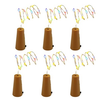 LumaBase Battery-Operated Plastic Cork with Fairy String Lights - Set of 6