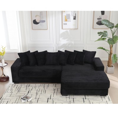 NicBex New Arrival Oversized 2 Piece L Shaped Corduroy Sofa with Left Chaise Daybed,Armrests & Throw Pillows,Easy Assembly