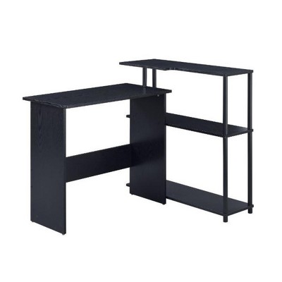 INFURNIC Desks Rectangular Writing Desk with Side Shelf and 3-Tier Storage for a Tidy Workspace, Quick Assembly, Black, 39"*32"*34"