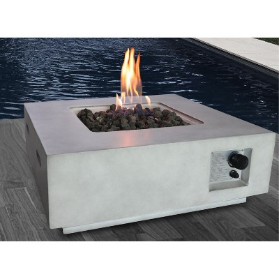 Fiber Reinforced Concrete Propane Gas Fire Pit Table, Durable Outdoor Heating Solution with Stainless Steel Burn Area