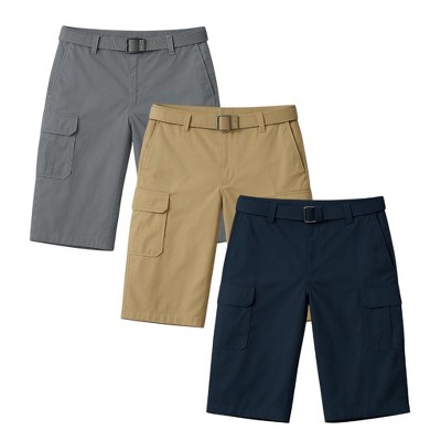 Mens 3 Pack Cargo Shorts With Adjustable Belt