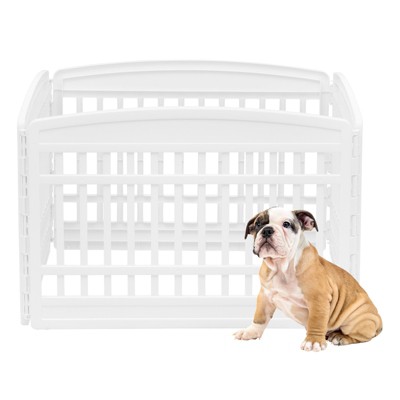 IRIS USA 24" Exercise 4-Panel Pet Playpen, Non-Skid Rubber Feet, White