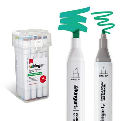 KINGART PRO Double-Ended Markers 12 Landscape Colors