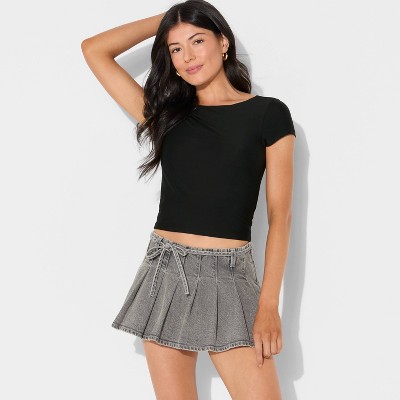 Women's Short Sleeve Boatneck Synthetic T-Shirt - Wild Fable™