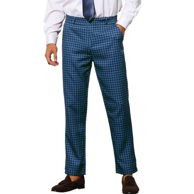 Lars Amadeus Men's Classic Houndstooth Plaid Pattern Pants