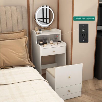 PAGED Vanity Desk Practical Dressing Table with Mirror, Jewelry Box and Drawers for Small Space