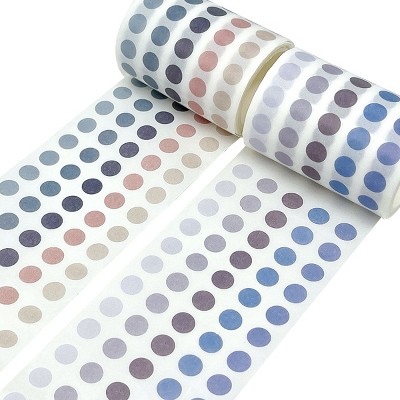 Wrapables Colorful Dots Washi Tape, Round Circle Stickers for Scrapbooking, Planners, Bullet Points, and Journals 6M Total (Set of 2)
