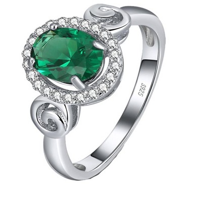 Engagement Statement Ring for Women Green CZ Sterling Silver Ginger Lyne Collection
