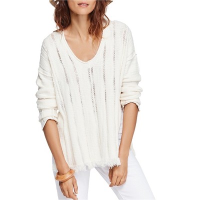 Free People Womens Distressed Pullover Sweater